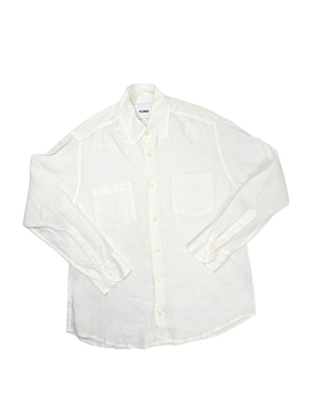Flores Button Front Shirt in White